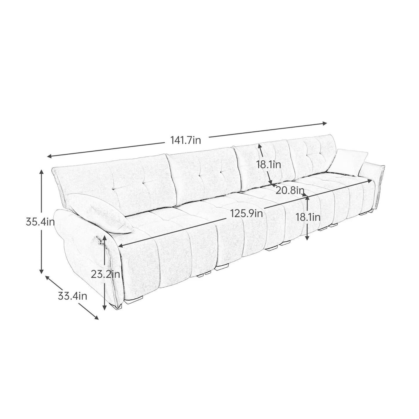 Divano moderno in ciniglia, struttura in legno massello con cuscino ad alta elasticità