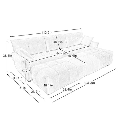 Divano moderno in ciniglia, struttura in legno massello con cuscino ad alta elasticità