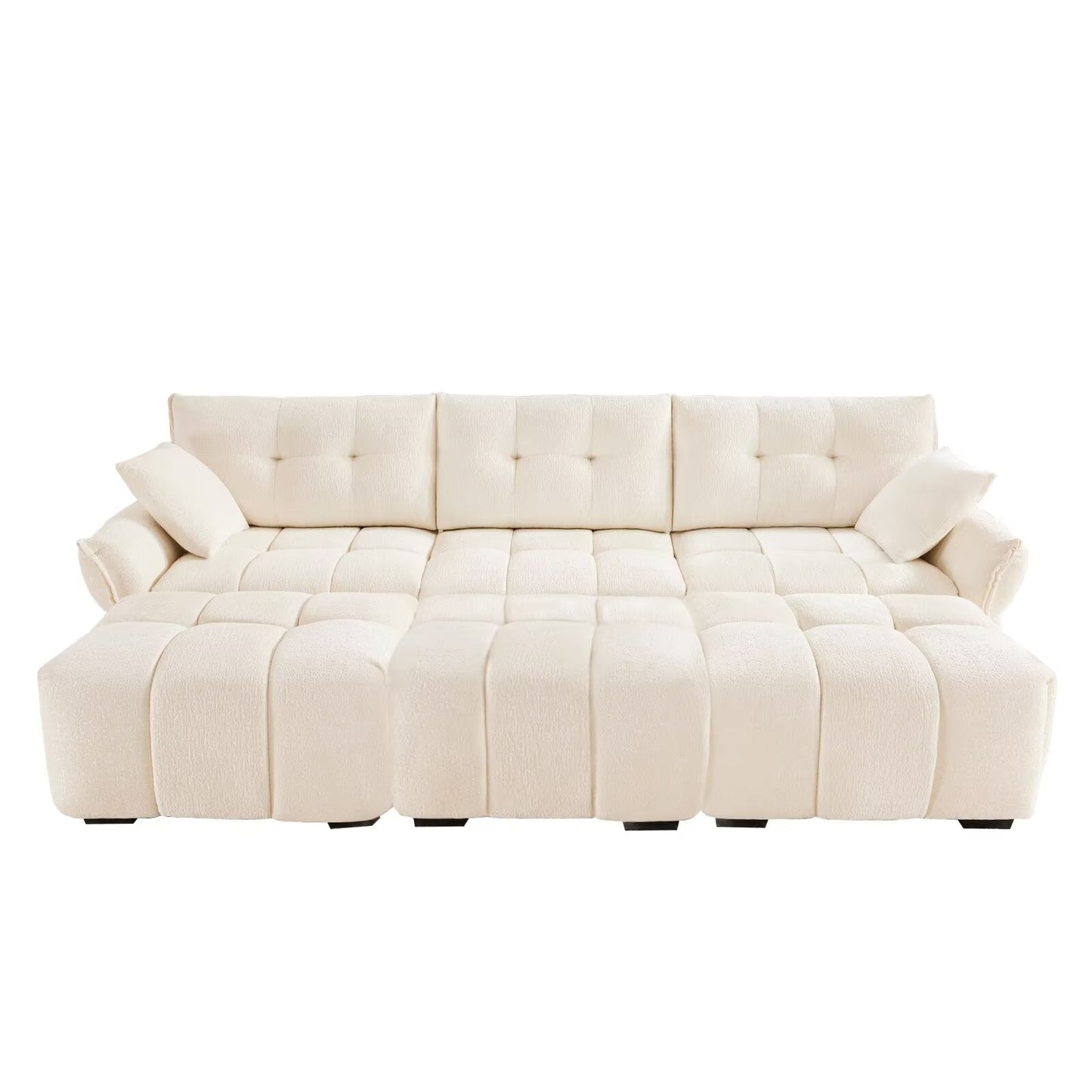 Divano moderno in ciniglia, struttura in legno massello con cuscino ad alta elasticità