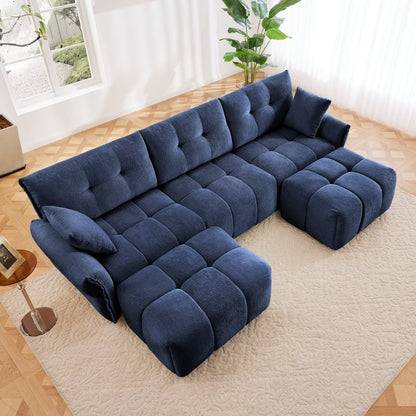 Divano moderno in ciniglia, struttura in legno massello con cuscino ad alta elasticità