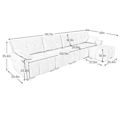 Divano moderno in ciniglia, struttura in legno massello con cuscino ad alta elasticità
