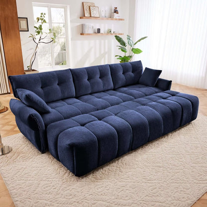 Divano moderno in ciniglia, struttura in legno massello con cuscino ad alta elasticità