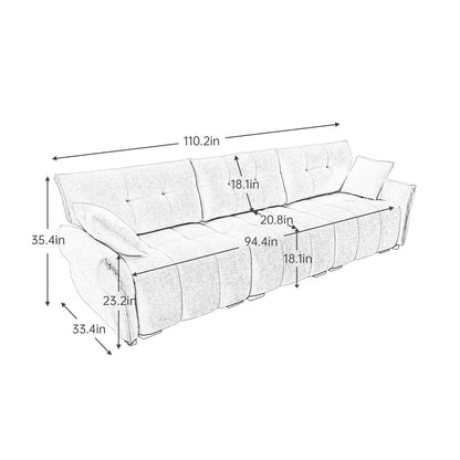Divano moderno in ciniglia, struttura in legno massello con cuscino ad alta elasticità