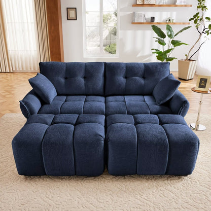 Divano moderno in ciniglia, struttura in legno massello con cuscino ad alta elasticità