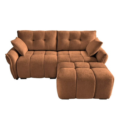 Divano moderno in ciniglia, struttura in legno massello con cuscino ad alta elasticità