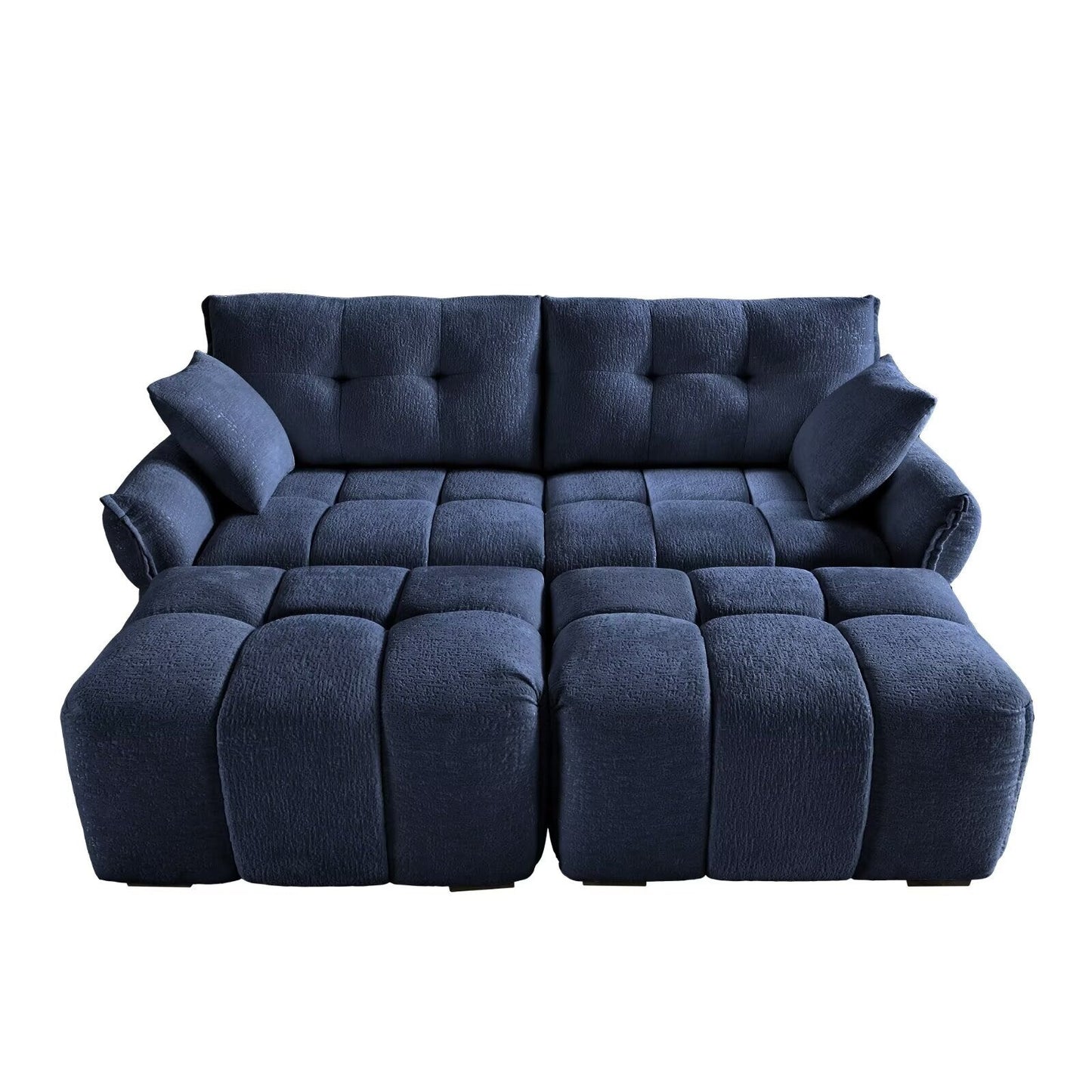 Divano moderno in ciniglia, struttura in legno massello con cuscino ad alta elasticità