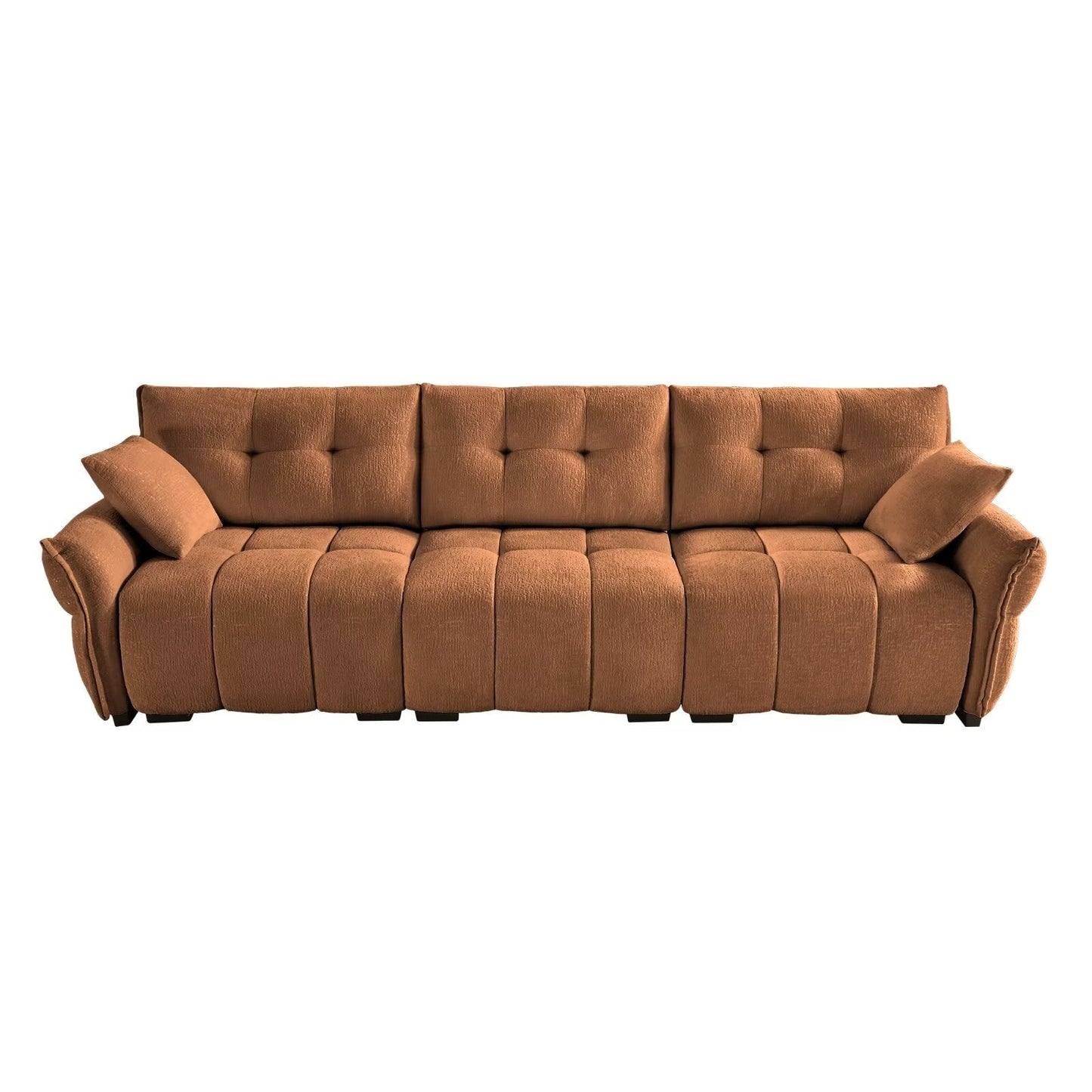 Divano moderno in ciniglia, struttura in legno massello con cuscino ad alta elasticità