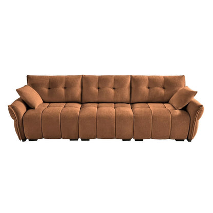 Divano moderno in ciniglia, struttura in legno massello con cuscino ad alta elasticità