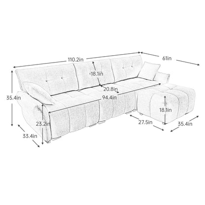 Divano moderno in ciniglia, struttura in legno massello con cuscino ad alta elasticità