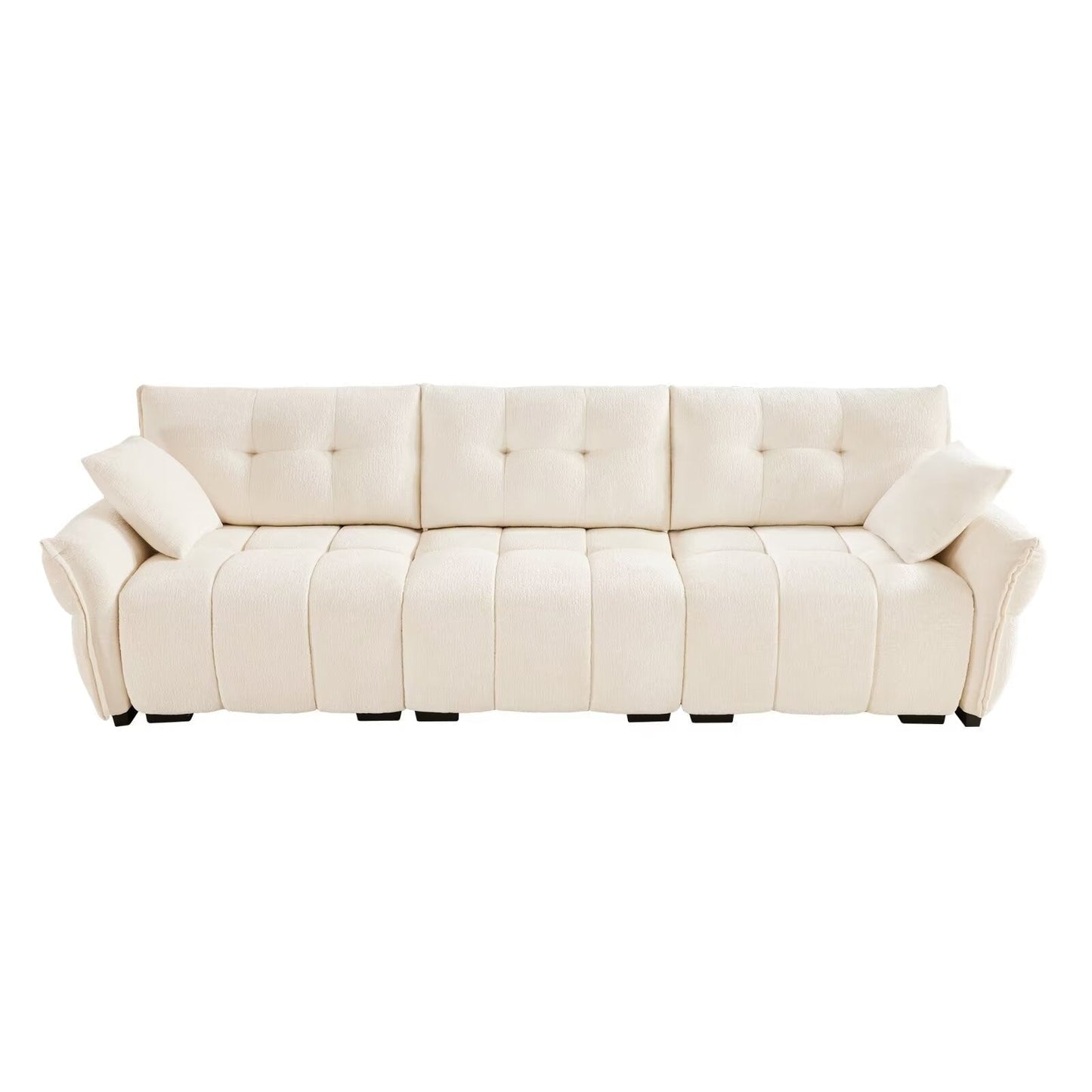 Divano moderno in ciniglia, struttura in legno massello con cuscino ad alta elasticità