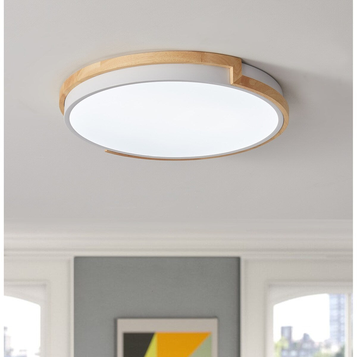 Moderno apparecchio di illuminazione a LED con montaggio a filo sul soffitto, con 1 luce circolare e concisa