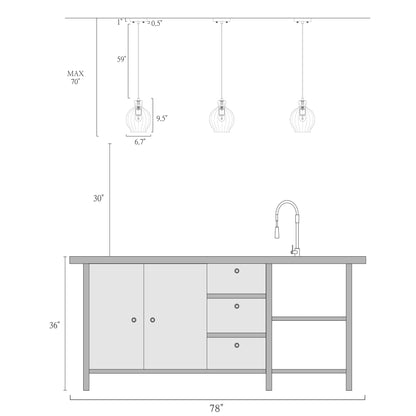 Lampada a sospensione moderna in ottone Coria Mid-Century, 1 luce, elegante, dimmerabile, per isola cucina, vetro scanalato, sala da pranzo