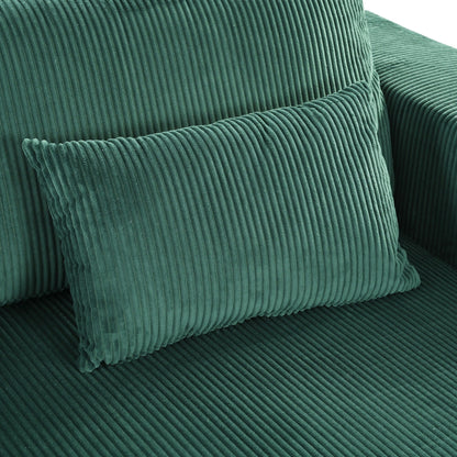 Divano letto moderno convertibile in velluto a coste con braccioli larghi e 2 cuscini per soggiorno e appartamento