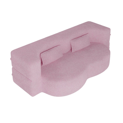 Divano letto moderno trasformabile in tessuto Teddy imbottito in schiuma con 2 cuscini