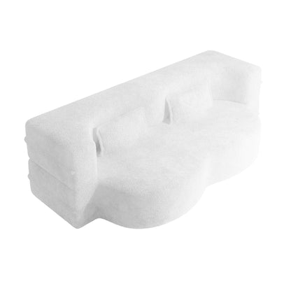 Divano letto moderno trasformabile in tessuto Teddy imbottito in schiuma con 2 cuscini