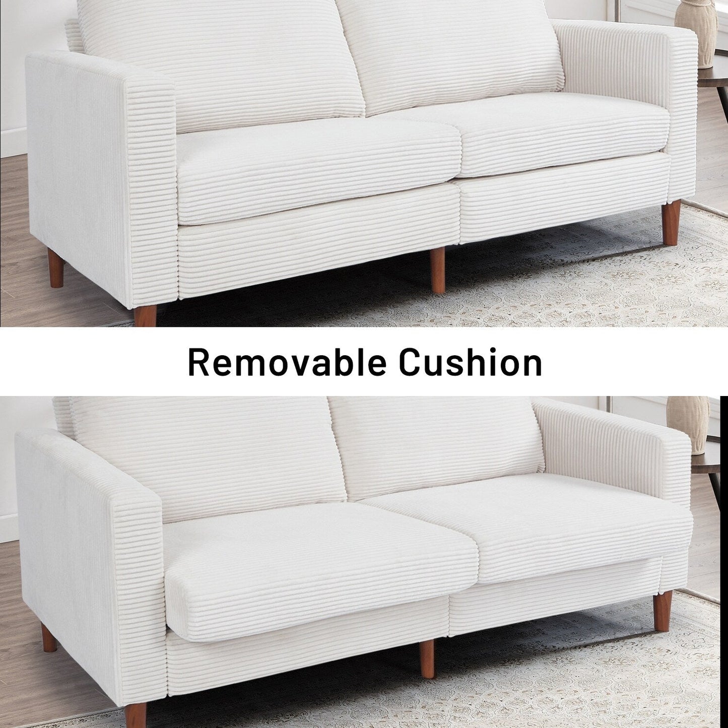 Divano letto futon moderno trasformabile in ciniglia, divano a due posti da 82,68 pollici con bracciolo quadrato per soggiorno