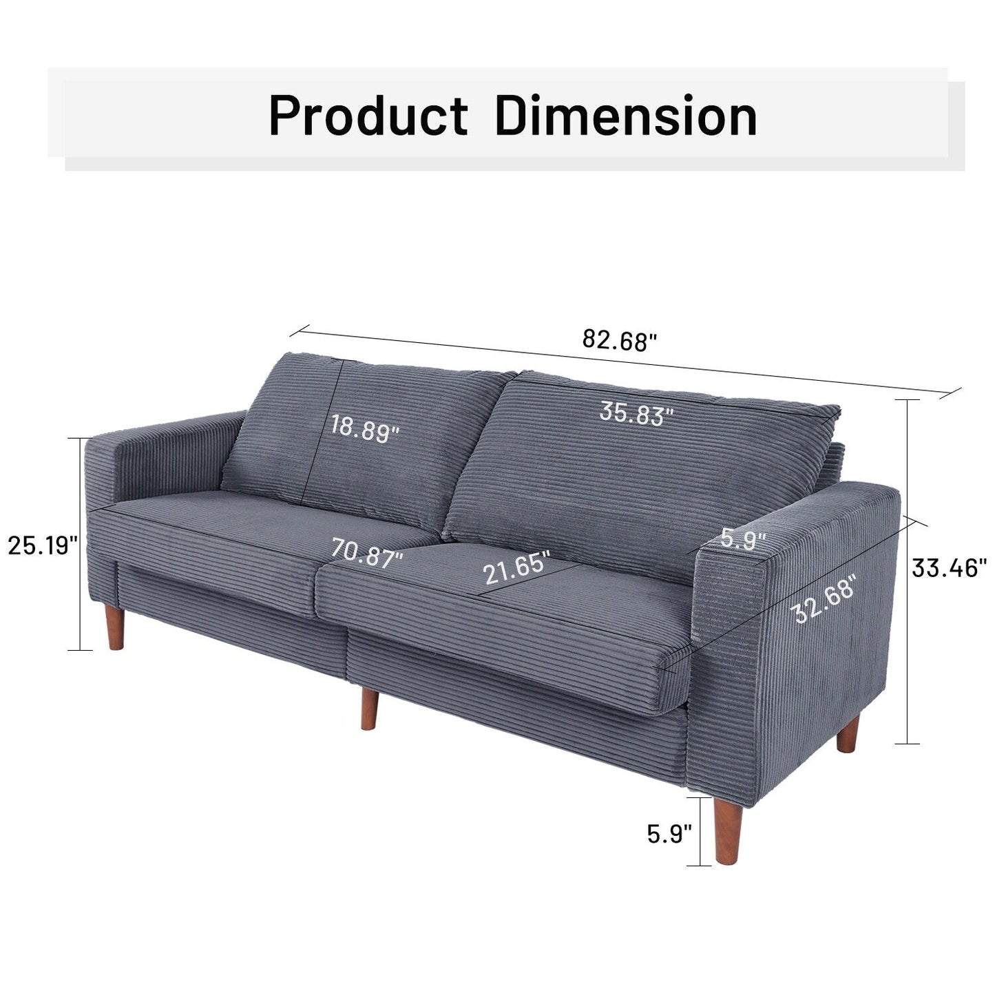 Divano letto futon moderno trasformabile in ciniglia, divano a due posti da 82,68 pollici con bracciolo quadrato per soggiorno