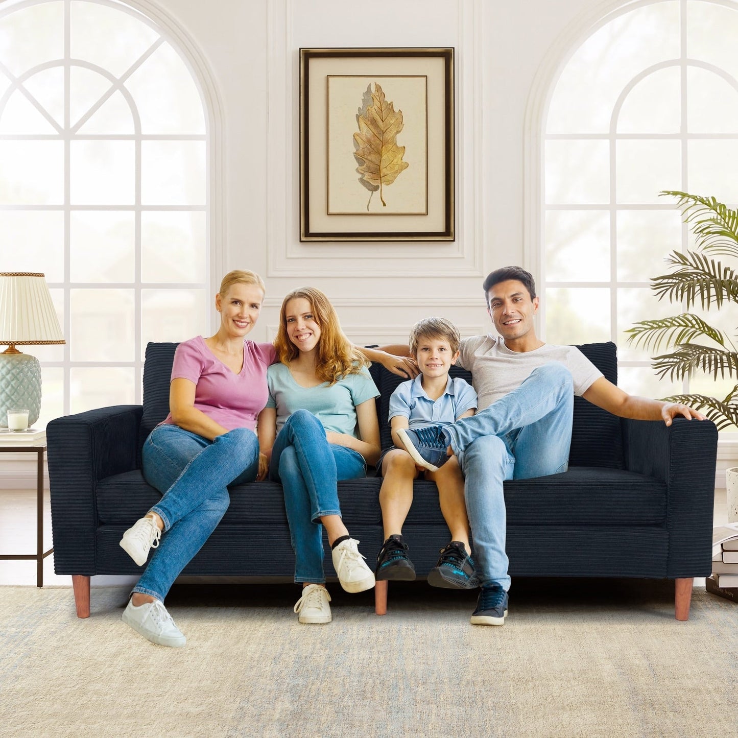 Divano letto futon moderno trasformabile in ciniglia, divano a due posti da 82,68 pollici con bracciolo quadrato per soggiorno