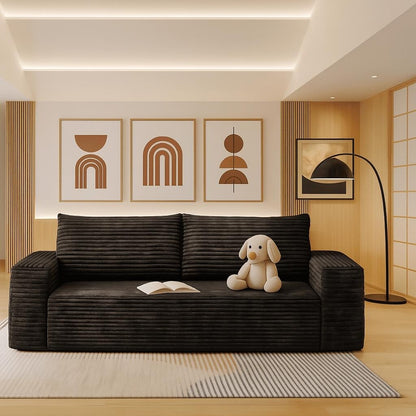 Divano moderno senza struttura rivestito in tessuto di velluto a coste, per soggiorno, studio o sala di intrattenimento.