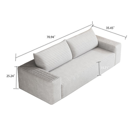 Divano moderno senza struttura rivestito in tessuto di velluto a coste, per soggiorno, studio o sala di intrattenimento.