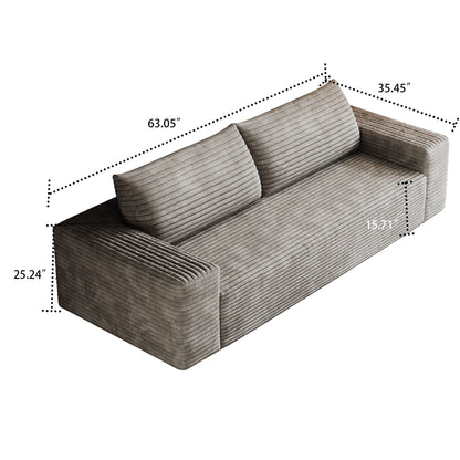 Divano moderno senza struttura rivestito in tessuto di velluto a coste, per soggiorno, studio o sala di intrattenimento.