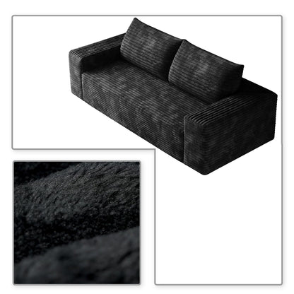 Divano moderno senza struttura rivestito in tessuto di velluto a coste, per soggiorno, studio o sala di intrattenimento.