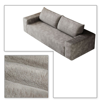 Divano moderno senza struttura rivestito in tessuto di velluto a coste, per soggiorno, studio o sala di intrattenimento.