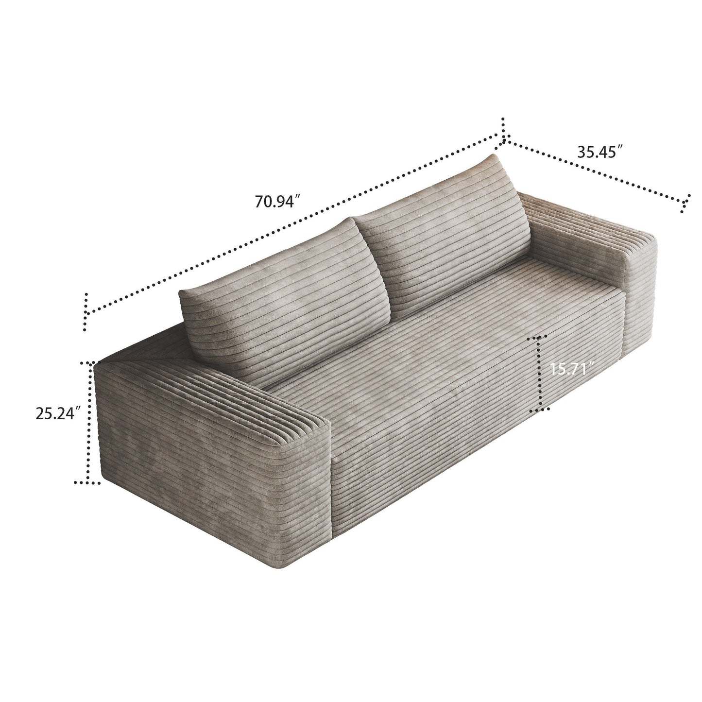 Divano moderno senza struttura rivestito in tessuto di velluto a coste, per soggiorno, studio o sala di intrattenimento.