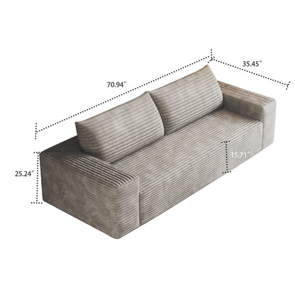 Divano moderno senza struttura rivestito in tessuto di velluto a coste, per soggiorno, studio o sala di intrattenimento.