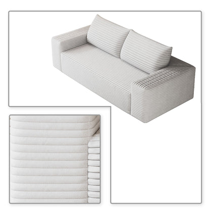 Divano moderno senza struttura rivestito in tessuto di velluto a coste, per soggiorno, studio o sala di intrattenimento.