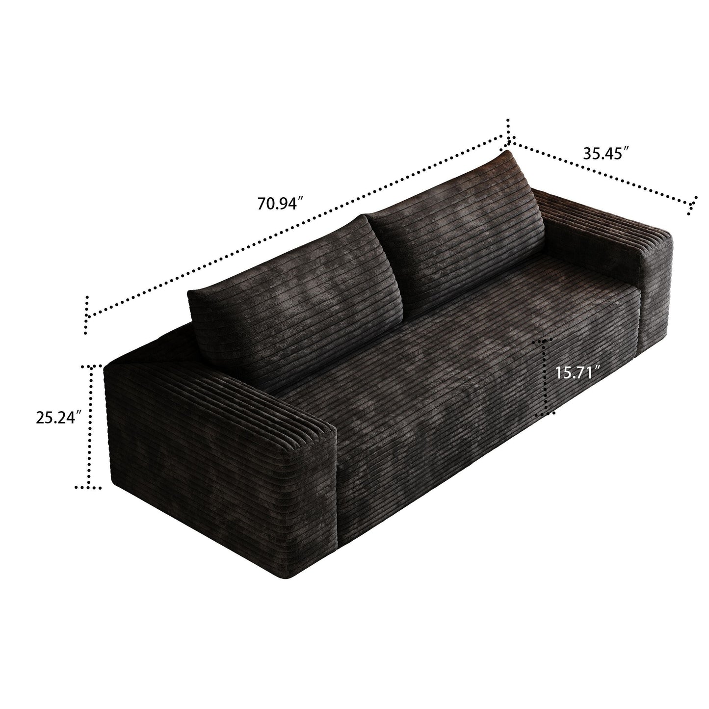 Divano moderno senza struttura rivestito in tessuto di velluto a coste, per soggiorno, studio o sala di intrattenimento.