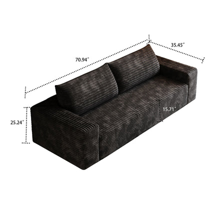 Divano moderno senza struttura rivestito in tessuto di velluto a coste, per soggiorno, studio o sala di intrattenimento.