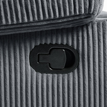 Poltrona reclinabile manuale moderna in velluto a coste, reclinabile regolabile con braccioli larghi