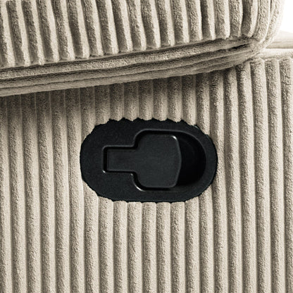 Poltrona reclinabile manuale moderna in velluto a coste, reclinabile regolabile con braccioli larghi