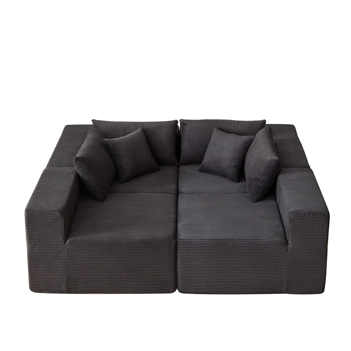 Divano componibile moderno a forma di L in velluto a coste, divano da pavimento a 4 pezzi, combinazione libera, per soggiorno, camera da letto