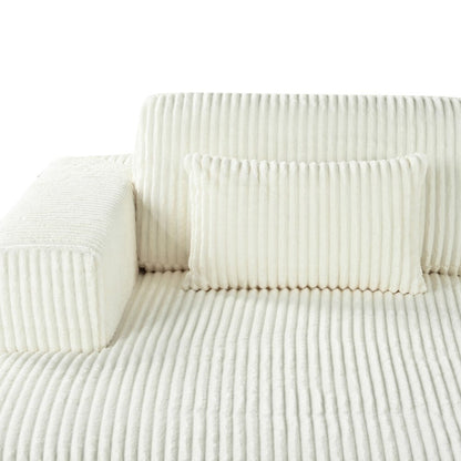 Divano letto matrimoniale moderno in velluto a coste con 2 cuscini per soggiorno