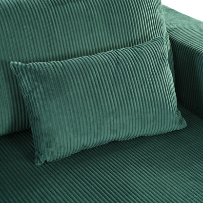 Divano letto matrimoniale moderno in velluto a coste con 2 cuscini per soggiorno