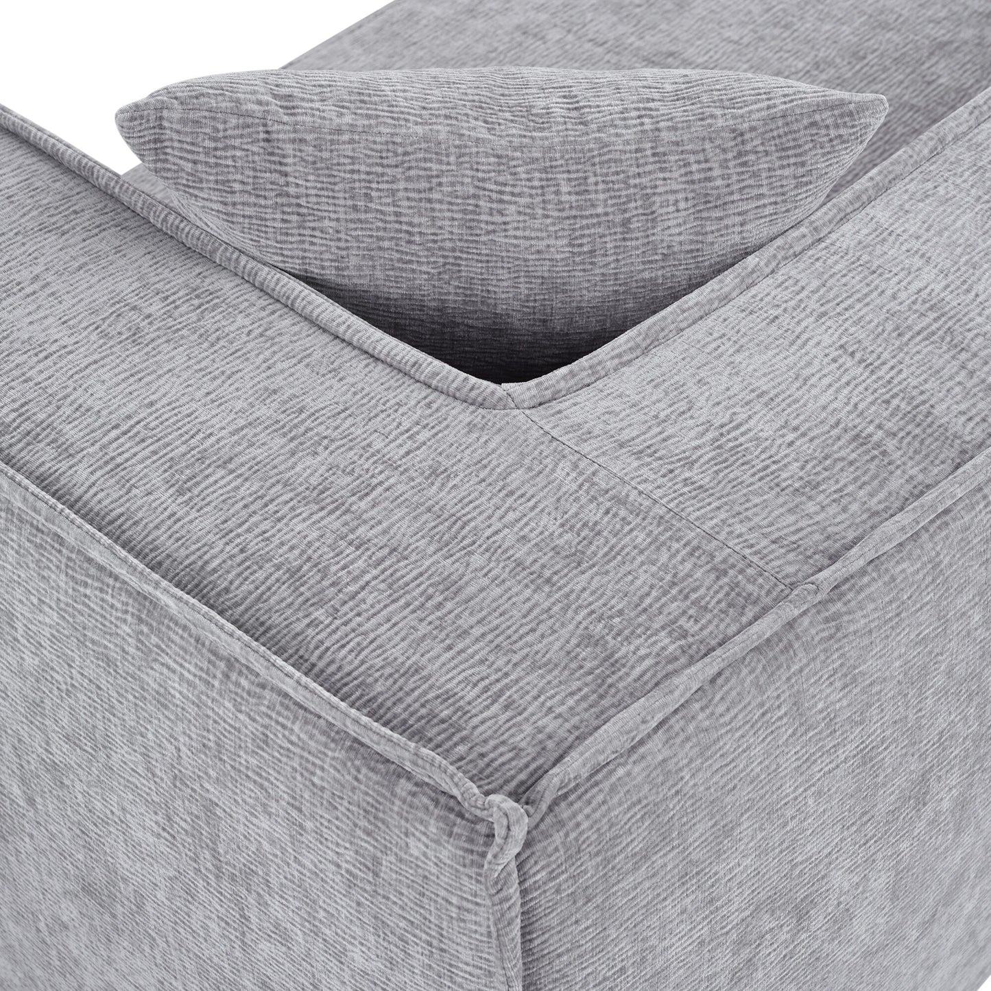 Divano componibile moderno curvo in ciniglia, divano modulare a L con 2 cuscini per soggiorno e studio