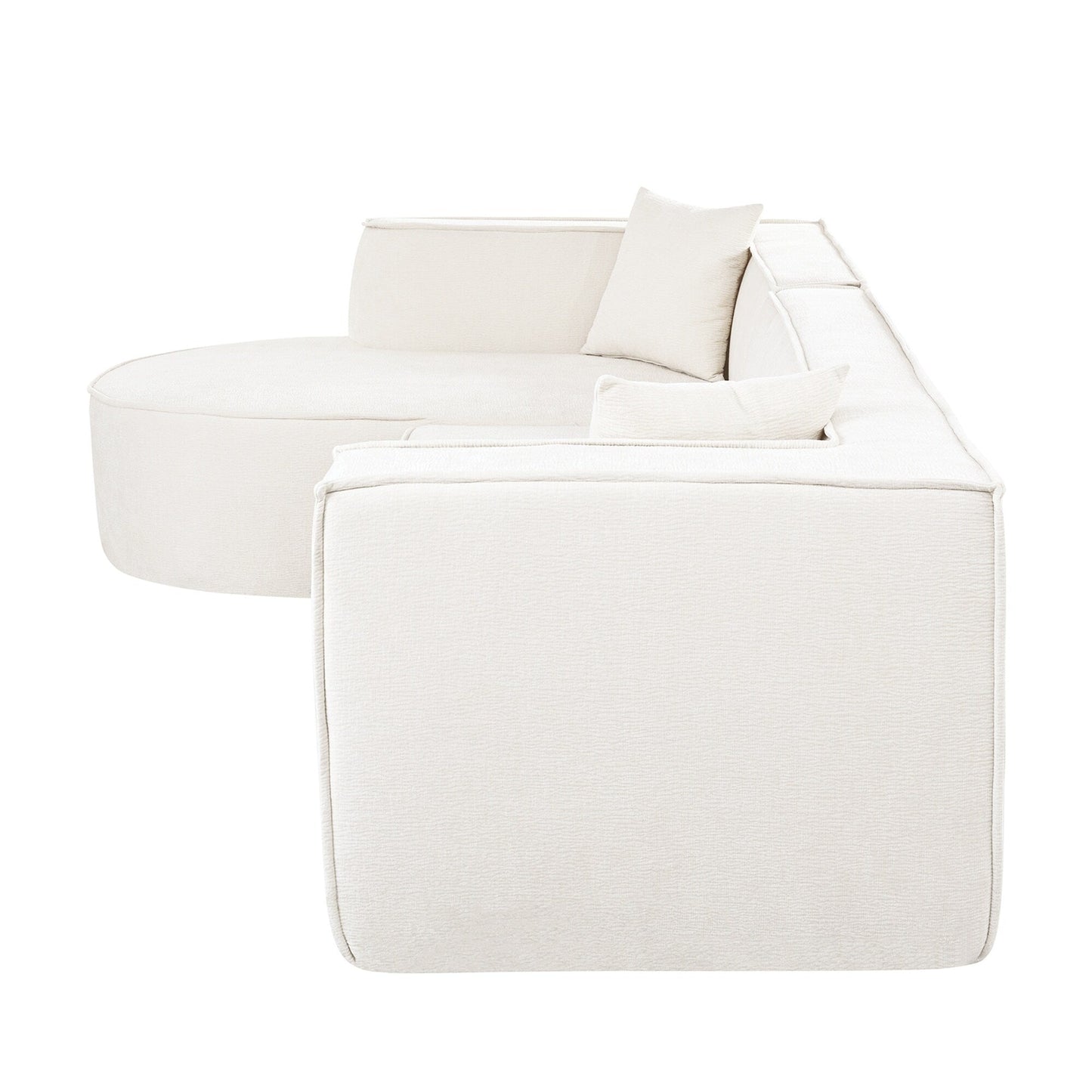 Divano componibile moderno curvo in ciniglia, divano modulare a L con 2 cuscini per soggiorno e studio