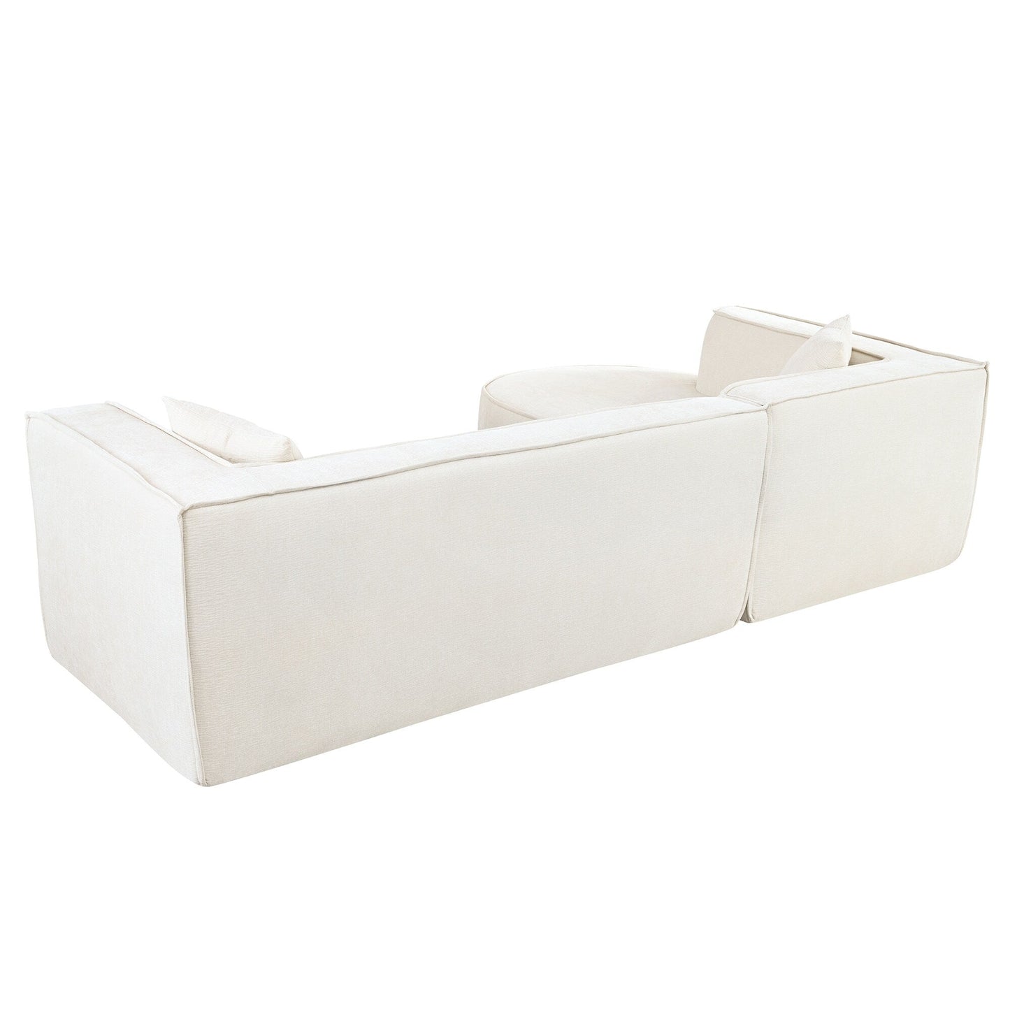 Divano componibile moderno curvo in ciniglia, divano modulare a L con 2 cuscini per soggiorno e studio