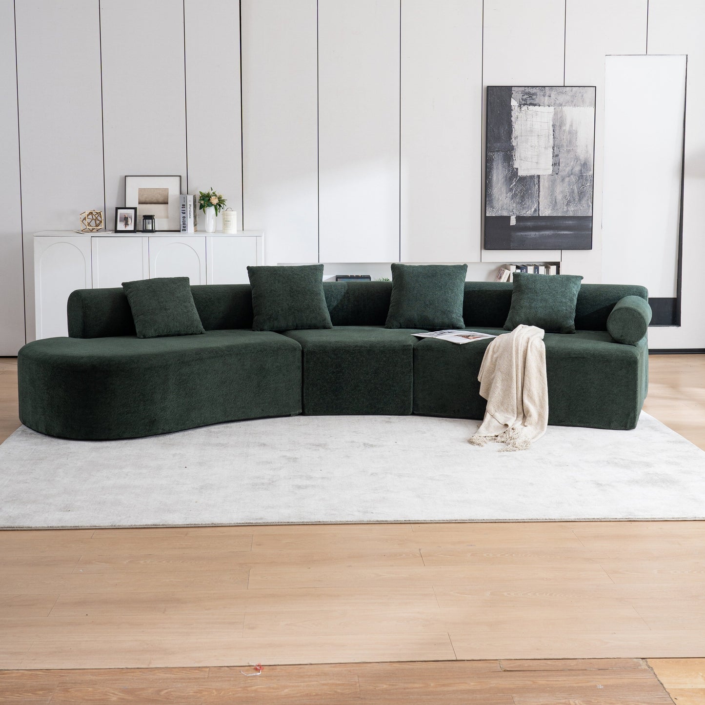 Divano moderno con seduta profonda in memory foam curvo