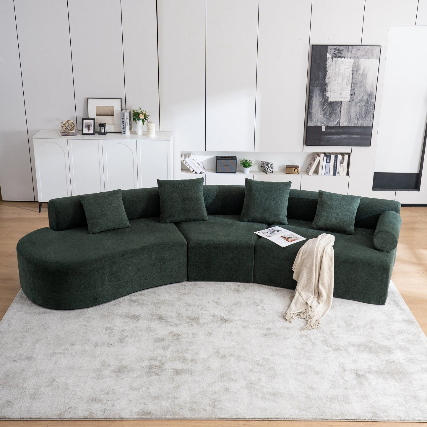 Divano moderno con seduta profonda in memory foam curvo