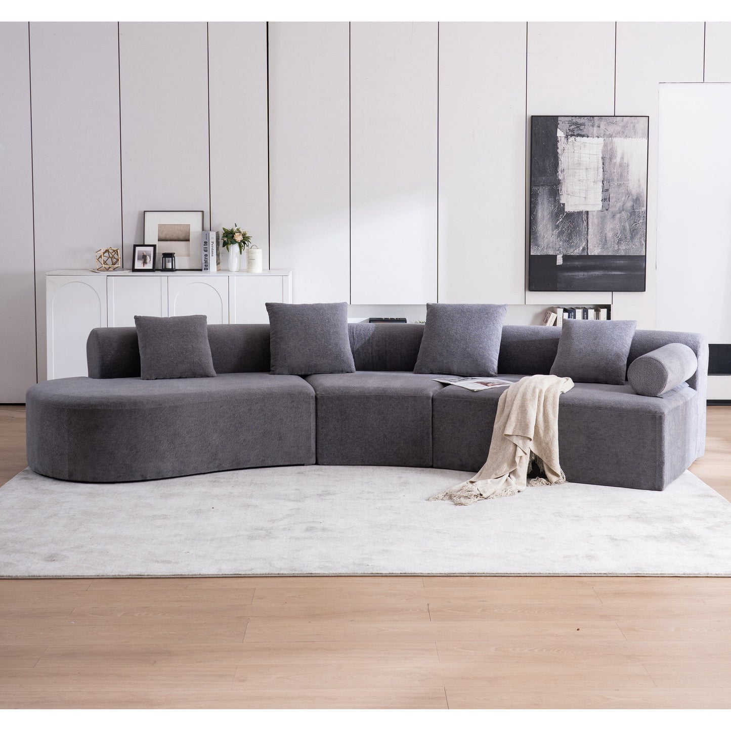 Divano moderno con seduta profonda in memory foam curvo