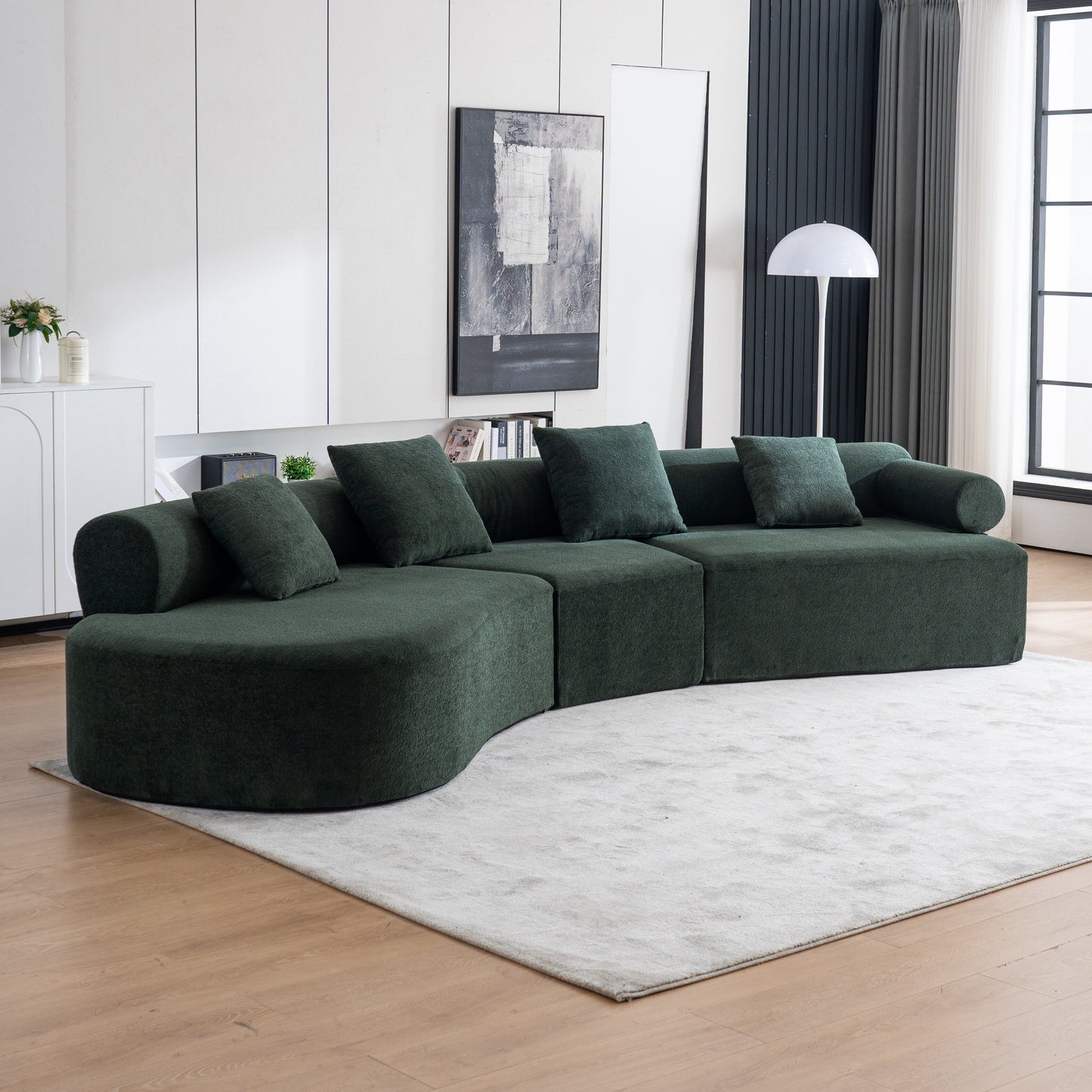 Divano moderno con seduta profonda in memory foam curvo