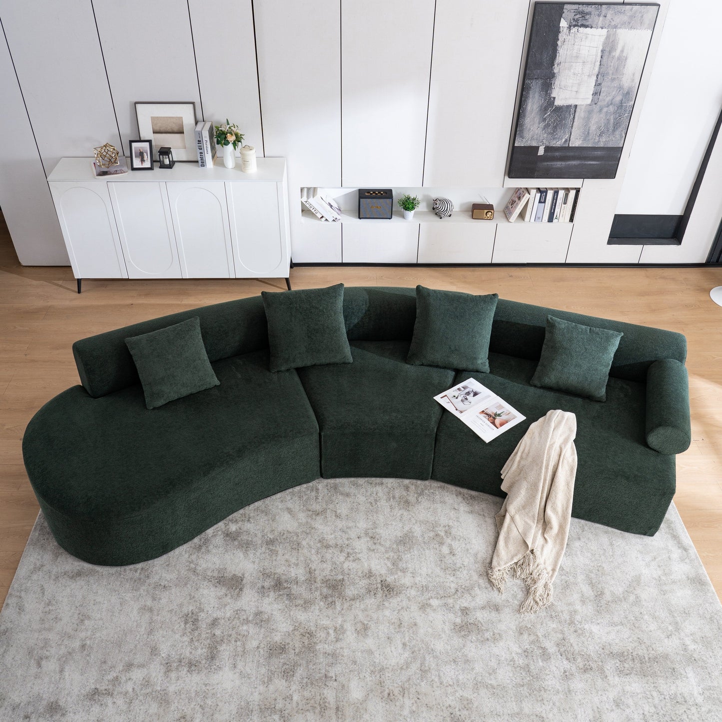 Divano moderno con seduta profonda in memory foam curvo