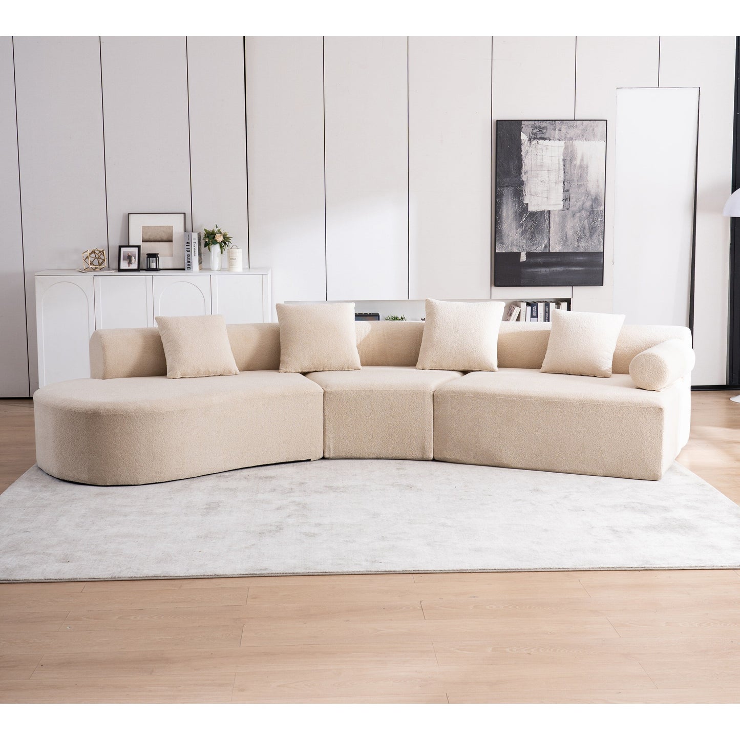 Divano moderno con seduta profonda in memory foam curvo