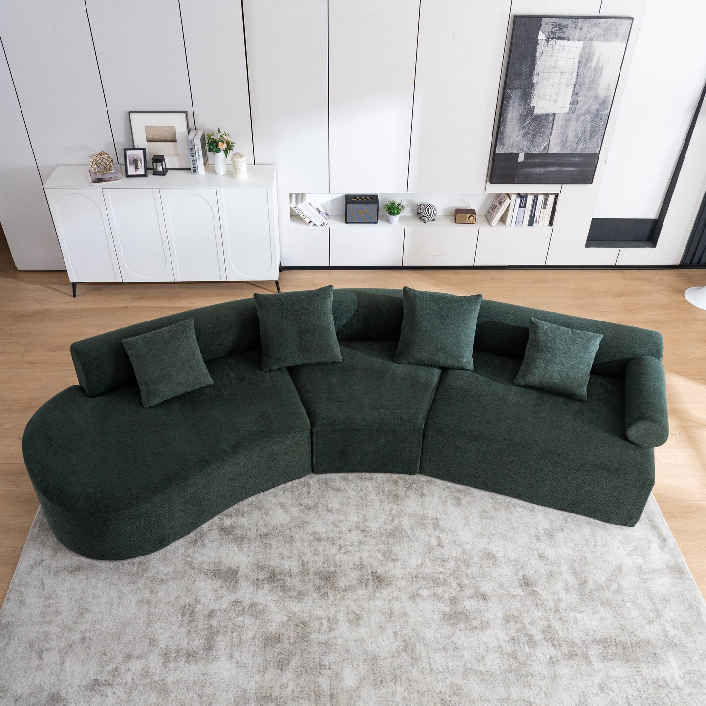 Divano moderno con seduta profonda in memory foam curvo