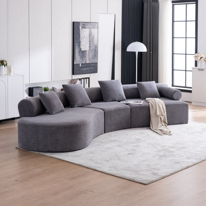 Divano moderno con seduta profonda in memory foam curvo