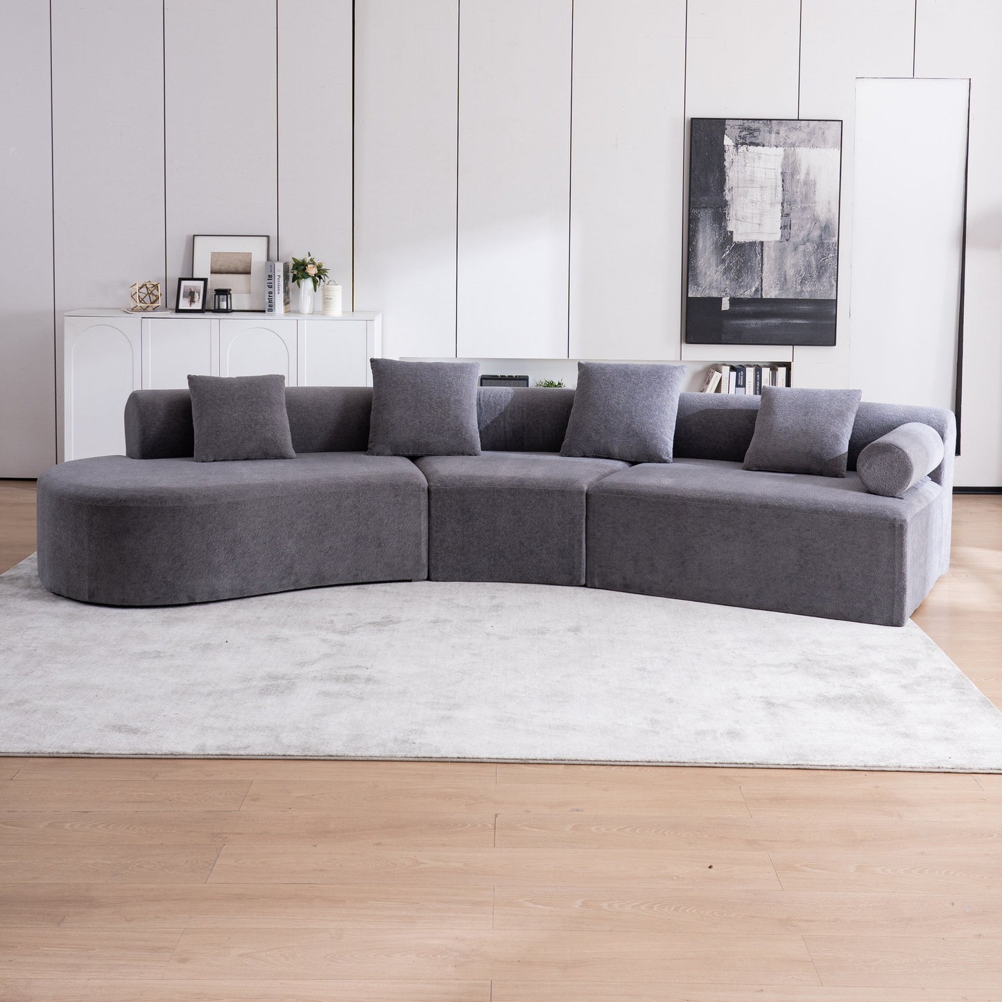 Divano moderno con seduta profonda in memory foam curvo