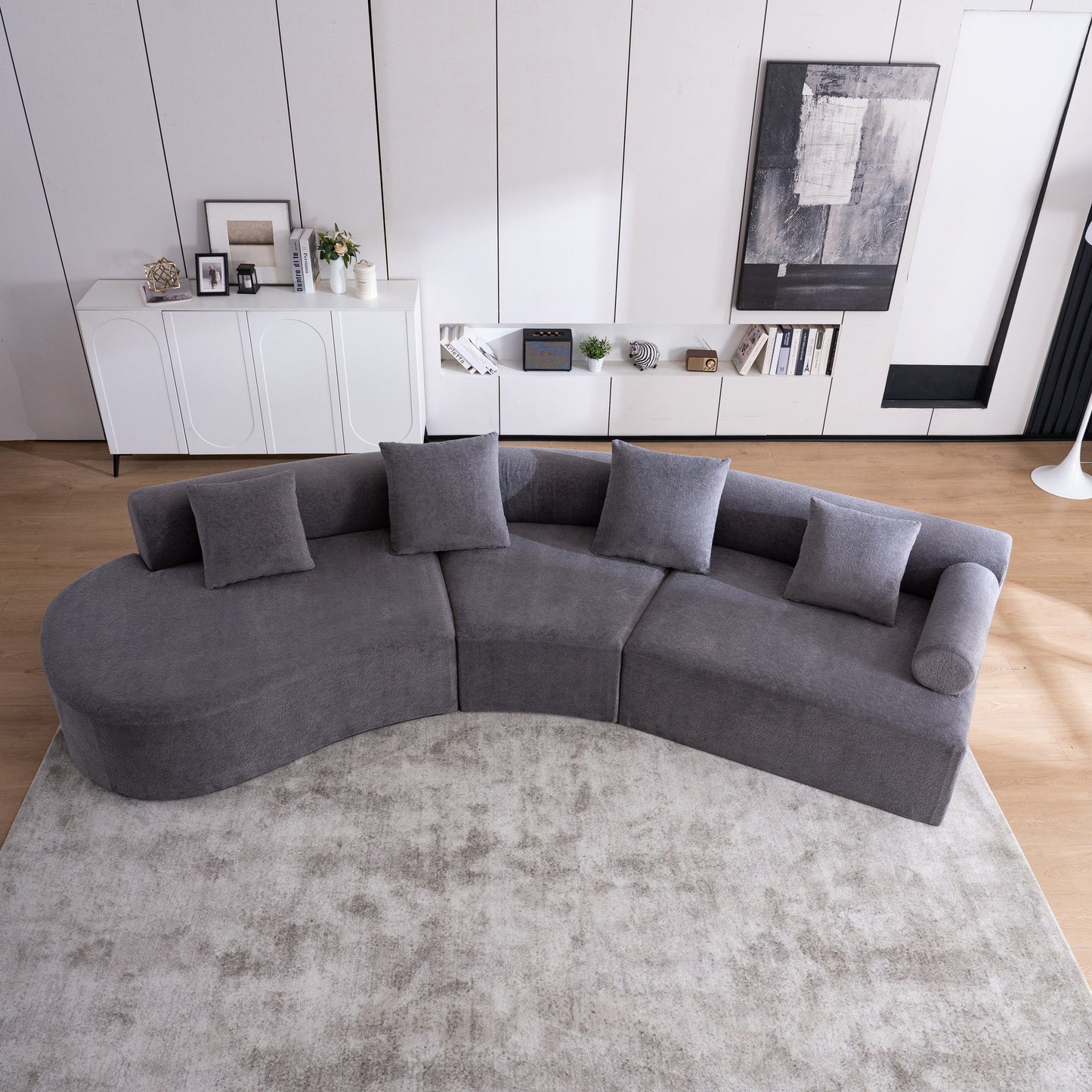 Divano moderno con seduta profonda in memory foam curvo